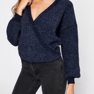 Free People XS Mohair Alpaca Blend V Neck Sweater Top